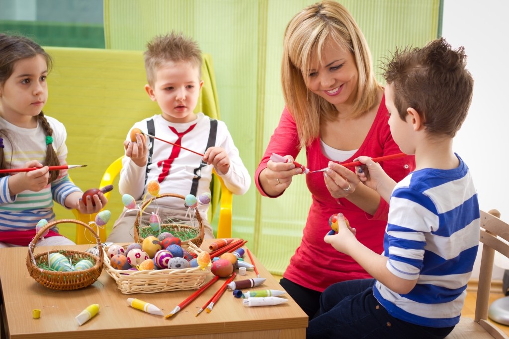 children doing a painting activity