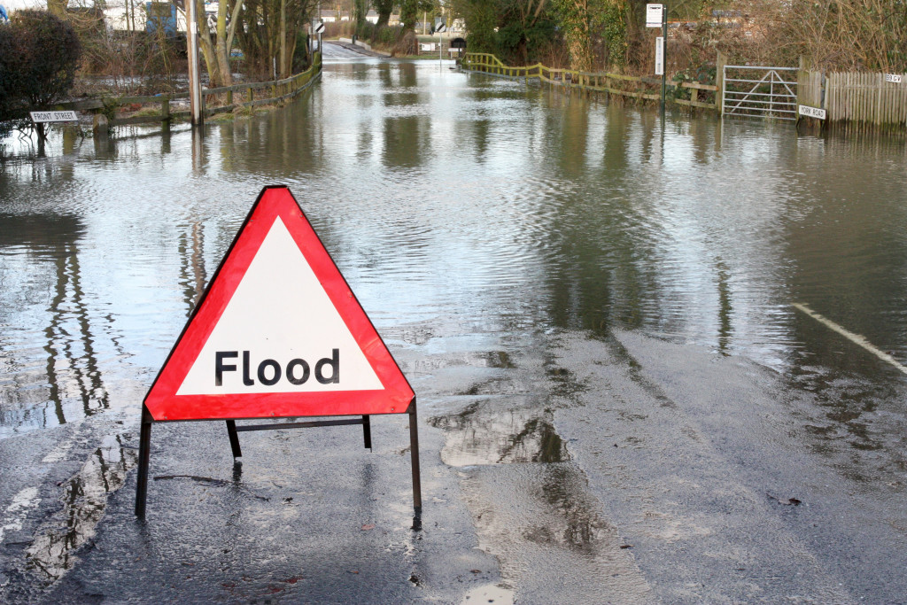 A warning sign for flood