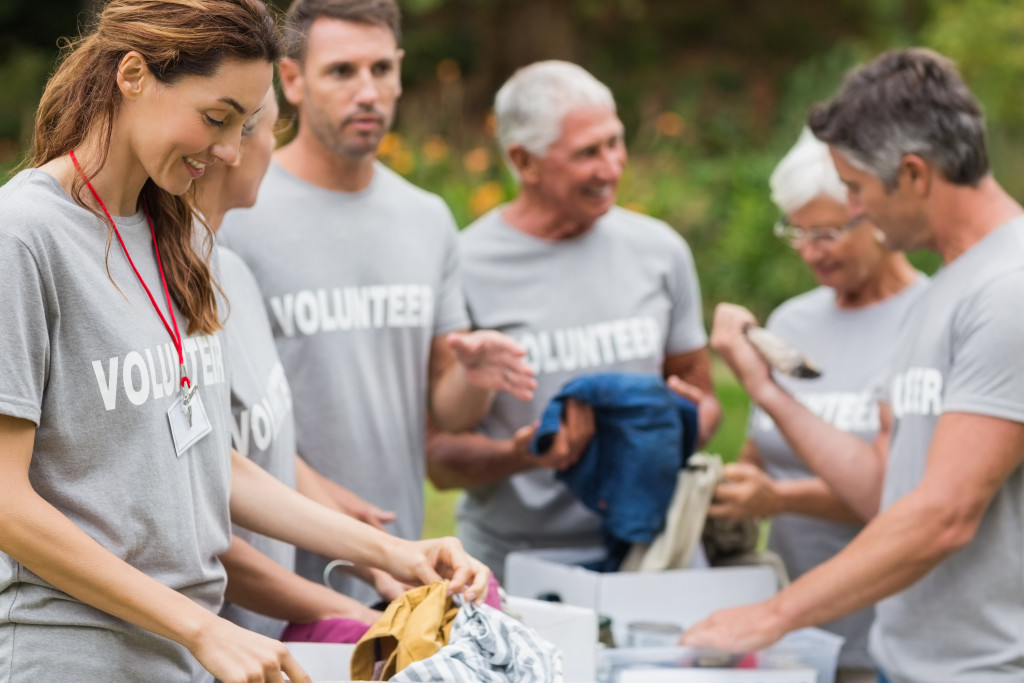 A group of volunteers offering services