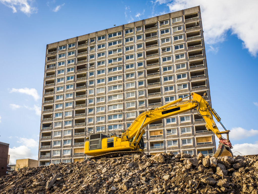 An excavator at a construction site