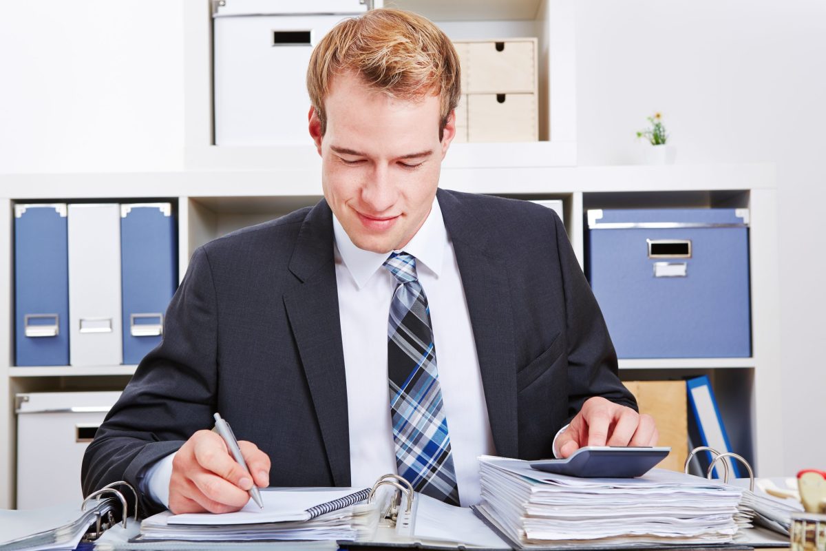 accountant doing financing in office