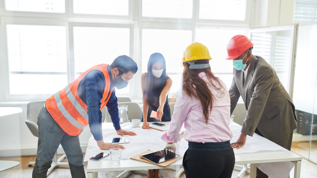 construction planning in a business meeting with stakeholders