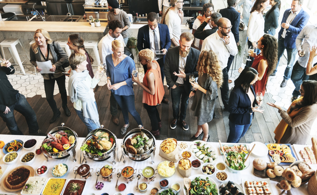 people discussion, food on the table, socialization