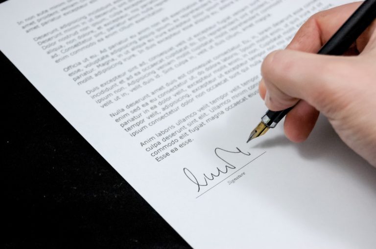 person signing document