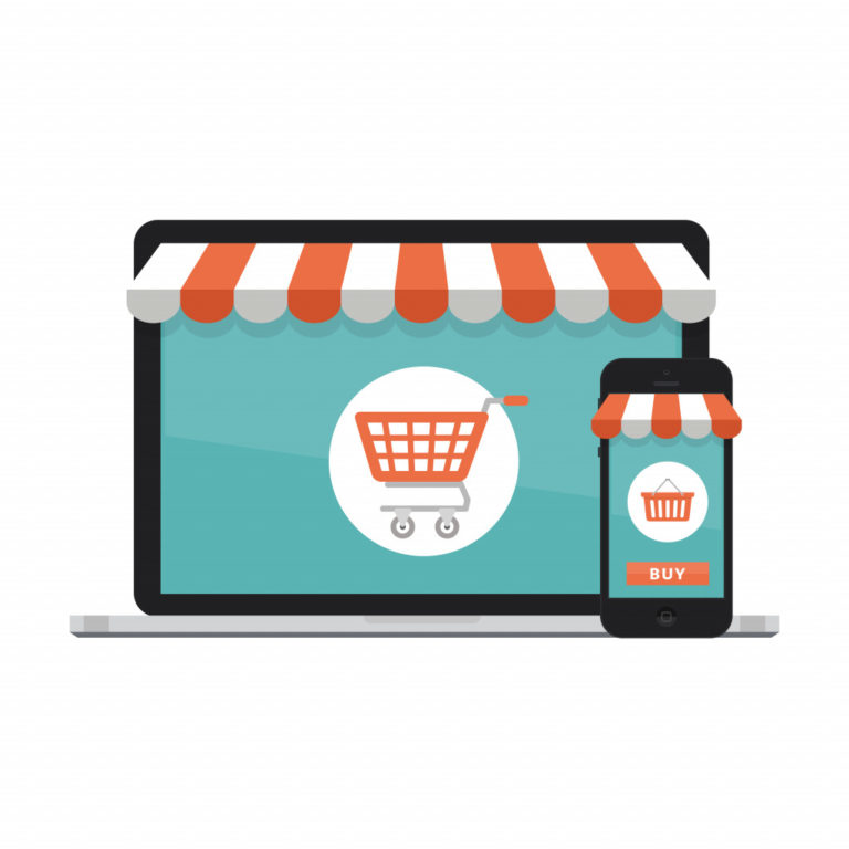 an illustration depicting online stores