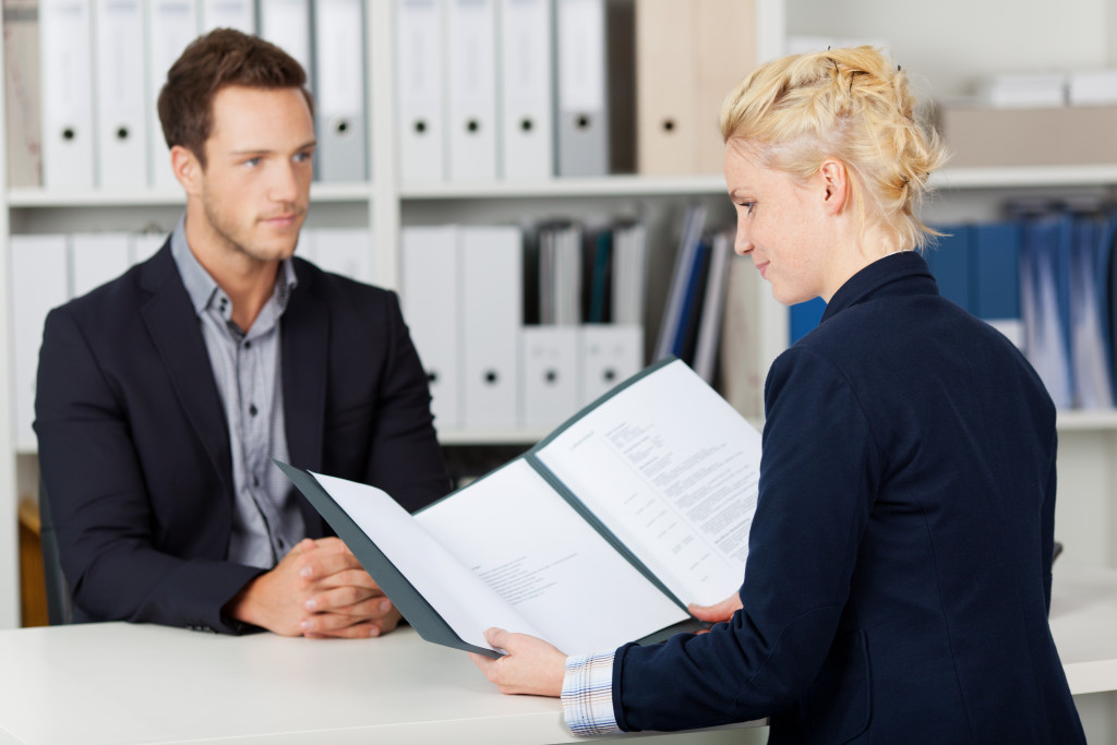 HR interviewing an applicant