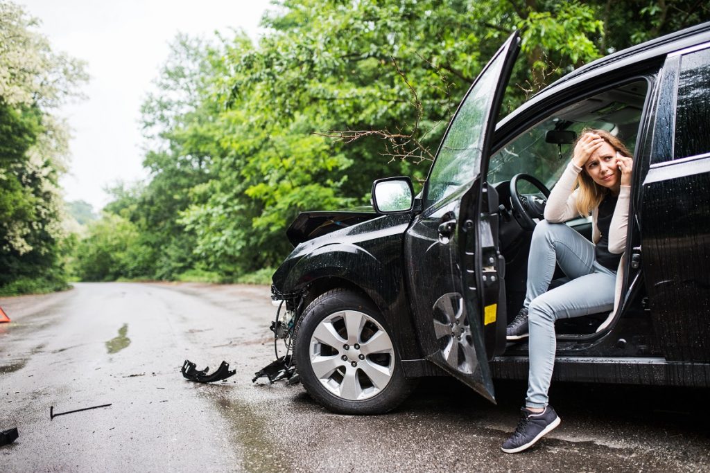 a woman involved in a car accident